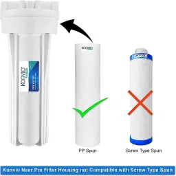 Konvio Neer Pre Filter for Water purifier for All RO Water Purifier, External Prefilter kit with 2 spun (Pre- Filter Kit) Solid Wire Connector image 2