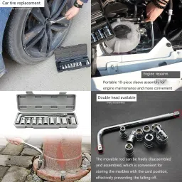 fabunik 10 Pcs Tool Box for Bike/Car Repair Tools Kit Single Sided Socket Wrench Socket Set image 5