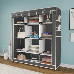 12 Shelves Collapsible Portable Foldable Wardrobe Storage Organizer for Clothes PP Collapsible Wardrobe-image-37