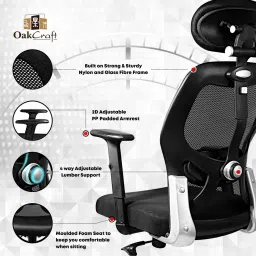 oakcraft Matrix Ergonomic with Height Adjustable Handrest and Locking Mechanism Mesh Office Adjustable Arm Chair image 3