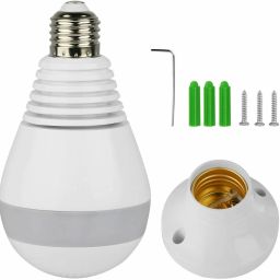 IC PLUS 6 360 Degree Panoramic Light Bulb WiFi Wireless Remote Viewing Spy Camera Remote SmartPhone Monitoring System with Night Vision and Motion Detection Security Camera (No GB, 1 Channel) Sports and Action Camera-5