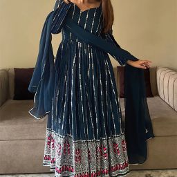 Embroidered Georgette Stitched Anarkali Gown-image-19