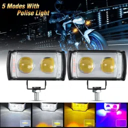 Mini Double Lens Fog Light with yellow & White Fleshing Light(RED & Blue DRL) Fog Lamp Motorbike, Car, Truck, Van LED (12 V, 40 W)-8