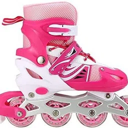 hhs sports Adjustable Inline Skates with Front Light Up Wheels for kids (Pink) In-line Skates - Size 7-9 UK-picture-4