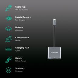 UltraProlink Smart Hub 3-in-1 USB 3.0 Type C to USB 3.0 Type C, USB 3.0 Type A, HDMI Type A USB Hub (Broad Compatibility, Grey) image 2