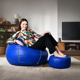 4XL Filled Bean Bag with Cushion and Footrest - Scratch Resistant Premium Leatherite Bean Bag Footstool With Bean Filling-picture-19