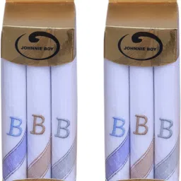 Johnnie Boy Handkerchief for men & boys initials Pack of 6 B ["White"] Handkerchief-image-5