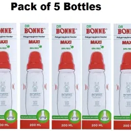 Feeding Bottles Durable and Transparent With Silicone Niple (PACK OF 5 BOTTLES) - 200 ml-image-15