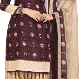 Unstitched Crepe Salwar Suit Material Printed-image-84