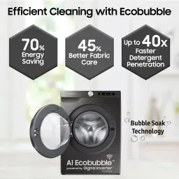 samsung 8 kg with Steam ,Wi-Fi Enabled Fully Automatic Front Load with In-built Heater Black image 3