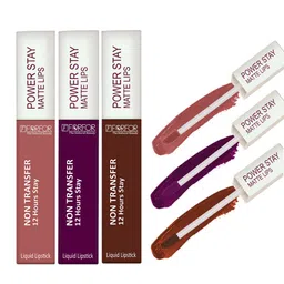 FORFOR Power Stay Set Of 3 Liquid Matte Lipstick-5mlEach-Berry Wine-Cocoa Brown-SandyNude image 5