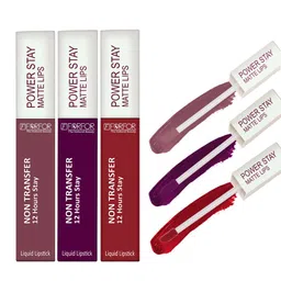 FORFOR Power Stay Set Of 3 Liquid Matte Lipstick-5ml Each-Berry Wine-Peppy Red-Mauve Matte image 5