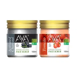 AYA Set Of 2 Activated Charcoal & Tomato Exfoliating Face Scrubs - 100 ml Each image 4