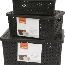 Plastic Keep All Big, Small & Mini ,Black Storage Basket-image-29