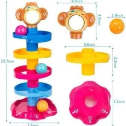 amtiq Roll Ball Toy with 4 Layer Ball Drop Tower Run with Roll Swirling Ramps for Baby and Toddler Toy Set image 3