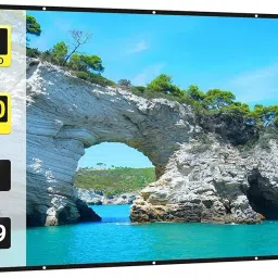 Moiz 110 inch Projector Screen,4K HD 16:9 Portable Video Foldable Anti-Crease Indoor Outdoor Screen for Home, Office, Classroom (96" Inch (W) x 54" Inch (H)) (Width 243.84 cm x 149.86 cm Height) Projector Screen (Width 243 cm x 149 cm Height)-45