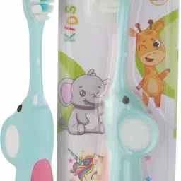 Elephant Shape Brush Buddy Soft Tapered Bristles Kids Toothbrush, BPA Free, 36M+ Extra Soft Toothbrush-23