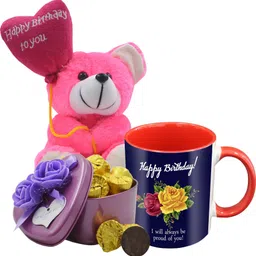 midiron Birthday Gift For Your Love One's That Comes With 15 Pieces Luxury Dark Chocolate in Tin Box, Printed Ceramic Mug and Happy Birthday Quoted Teddy IZ19Choco15Tinbox4PurMUrTHB-DTBirthday-90 Ceramic, Silk Gift Box-picture-12