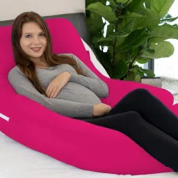 J-Shaped Full Body Pregnancy Pillow | Removable Cover for Comfort Polyester Fibre Stripes, Solid Pregnancy Pillow Pack of 1-18