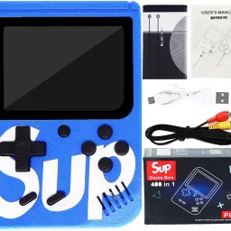 Aseenaa 400 in 1 SUP Super Game Box with Rechargable Gaming Console Toy for Kids | Battery Operated LED Screen Handheld Playing Set | Portable TV Connect Video Retro Classic Games Toys | Color : Blue 8 GB with Arcade retro games, Logic & math, Sports, Puzzle, Arcade, Shooting, Action, Racing, Fighting games, Strategy, Adventure, Card games and more-42