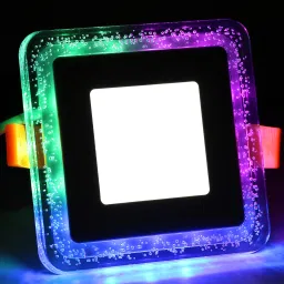3+3 Watt Double Color Square Jelly LED Panel Light Side 4D Effect Light (White & PGB, Pack Of 1) Recessed Ceiling Lamp-1
