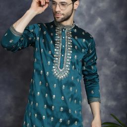 Men Silk Blend Kurta Pyjama Set-image-58