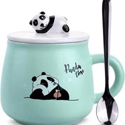 Pack of 1 Ceramic Random Color Cute Panda Ceramic Mug with Lid & Spoon | Animal Cartoon Coffee Cup-image-21