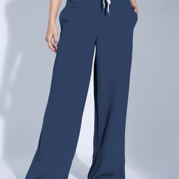 selvia Women Relaxed Blue Lycra Blend Trousers-picture-22