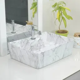 Table Top & Wall Mount Ceramic WashBasin(05) with Waste Pipe & Coupling set (16*12*5)(T)(M05) Wall Hung Basin-image-26