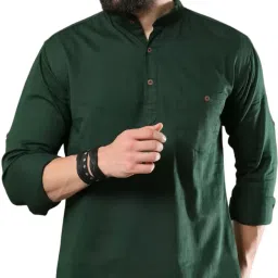 Men Solid Cotton Blend Straight Kurta-picture-3