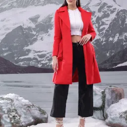 Cotton Blend Solid Coat For Women-image-91