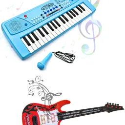 37 Key Piano Keyboard with Recording and Mic with Musical Guitar for Kids-image-6