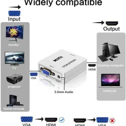 BALRAMA Mini VGA to HDMI Converter Adapter, Compatible for Laptop, Desktop, Computer. USB Adapter image 2