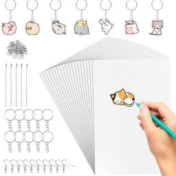 Shrink Plastic Sheet Kit 145PCS Includes Shrinky Art Papers and Keychain-image-76