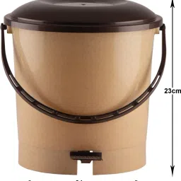 homestic Multiuses Plastic Pedal Dustbin, Trash Can With Handle, 7 Litre (Brown) Plastic Dustbin image 2