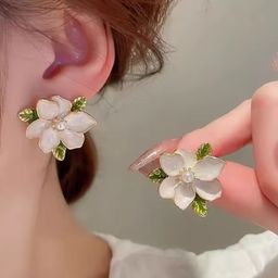 akison jewels Floral Korean Earrings For Women Girls Trendy Western Fashion Earring Pearl Alloy Earring Set, Stud Earring-picture-7