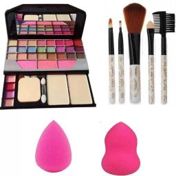 6155 makeup kit + 5 pcs Makeup Brush + 2 pc blender puff combo (Pack Of 4 )-image-67