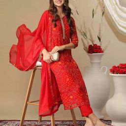 Printed, Embroidered Kurta, Trouser/Pant & Dupatta Set-image-28