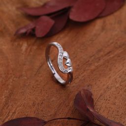 Silver Plated American Diamond Adjustable Finger Ring for Women and Girls Silver Diamond Silver Plated Ring-image-77