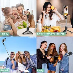 Sharp beak Q07-R Selfie Stick with Led Fill Light 104cm Extendable Selfie Stick Wireless Remote and Big selfie stick with Tripod, Portable, Lightweight, Rechargeable Dimmable Selfie Light for Live Streaming & Makeup, YouTube Video, Photography Compatible with and Android Smartphone Bluetooth Selfie Stick image 5
