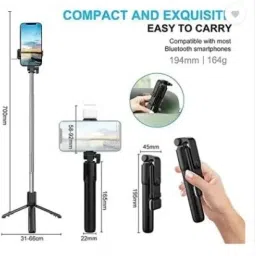 Tonfro R1s Bluetooth Selfie Sticks with Remote and Selfie Light, 3-in-1 Multifunctional Selfie Stick Tripod Stand Compatible with iPhone/OnePlus/Samsung/Realme & All Smartphones/Go Pro Bluetooth Selfie Stick image 2