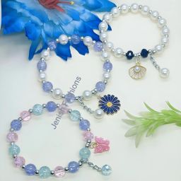 Crystal, Glass, Alloy Beads, Crystal Silver Bracelet-image-78