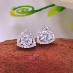 Femme Jam 925 Sterling Silver Cubic Zirconia Designer Stud Earrings for Women and Girls White Gold Cubic Zirconia Stud Earring-image-52