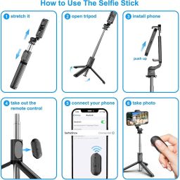 POZUB 3 in 1 Multifunctional selfie stick with tripod stand BR1 Bluetooth Selfie Stick Tripod, Monopod, Monopod Kit, Tripod Kit image 5