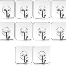 self adhesive wall hanger 10pieces transparent hooks heavy duty for 10 Hook 10-image-52