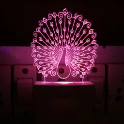 3D Illusion LED Light Night Lights for 7 Colors Led Changing Lighting Bedroom Decoration Decorative Lighting Gifts for Boys Girls Kids Baby Friends NEW LATEST PEACOCK MOST TRENDING DESIGN Night Lamp ( 5 cm, Multicolor ) Night Lamp-14