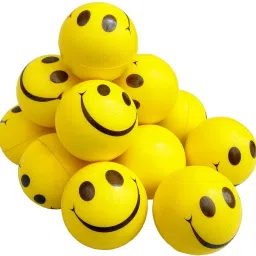 Yellow Smile Emoji Squeeze Balls Perfect for Hand Exercise | l Pack of 12- 2.5 cm-80
