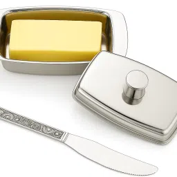STEELUXE Stainless Steel Butter, Butter Plate with Free Steel Butter Knife Butter Dish Serving Set-14