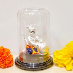 999PureSilver Beautiful Baal Krishna/Kanha/Lado Gopal with Acrylic Base Decorative Showpiece - 12 cm-image-10