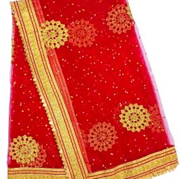 Net Embroidered Red Women Dupatta-image-22